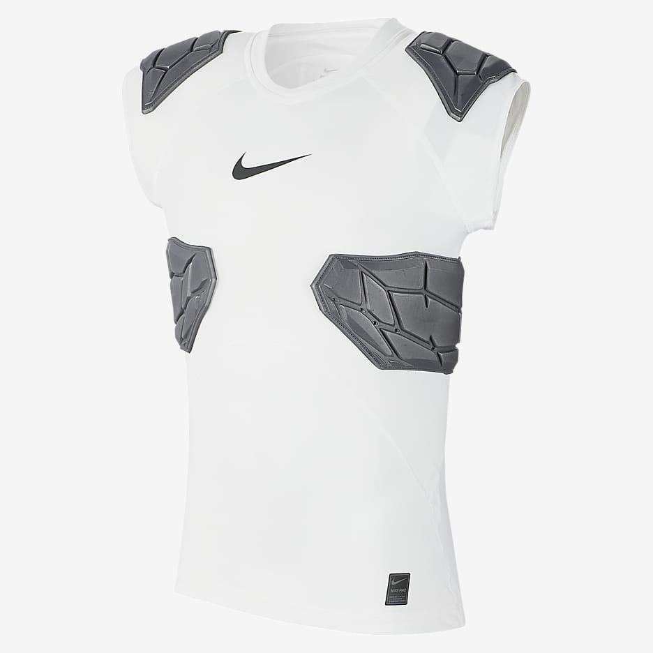 Nike Pro Playera de fútbol americano HyperStrong para niño talla grande - Blanco/Negro