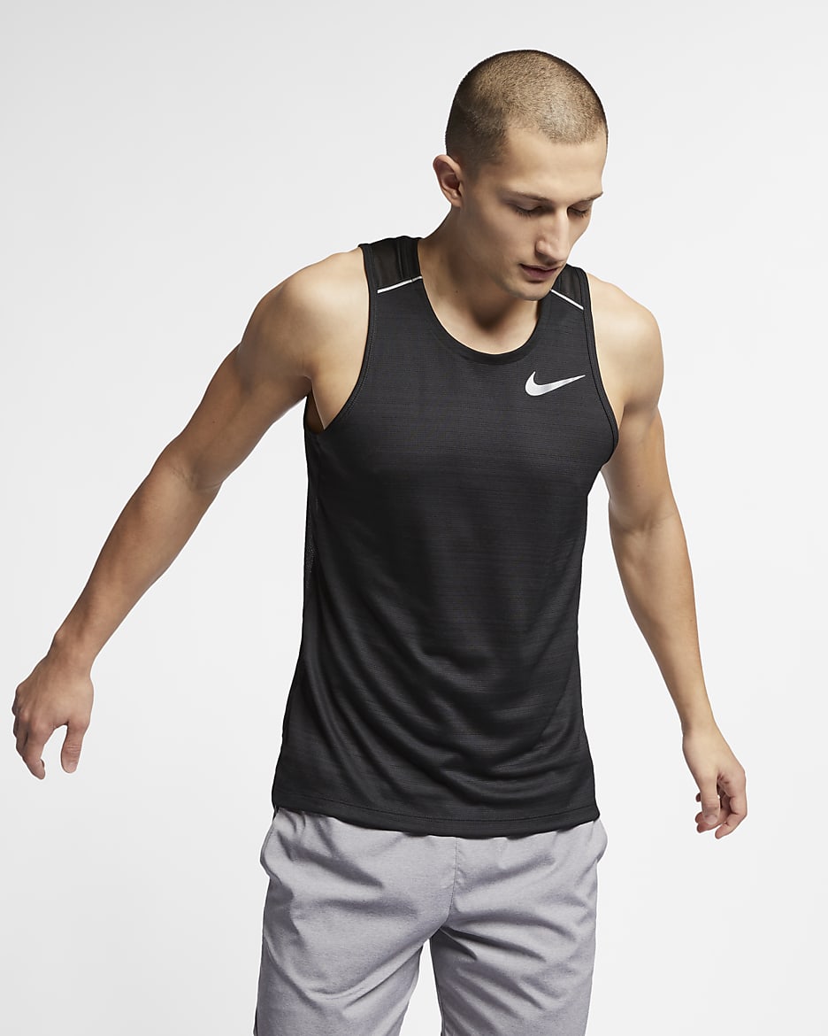 Nike Dri-FIT Miler 男款跑步背心 - 黑色/黑色