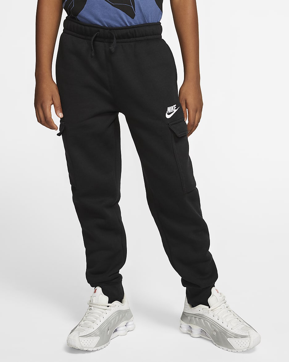 Nike Sportswear Club Big Kids' (Boys') Cargo Pants - Black/Black/White