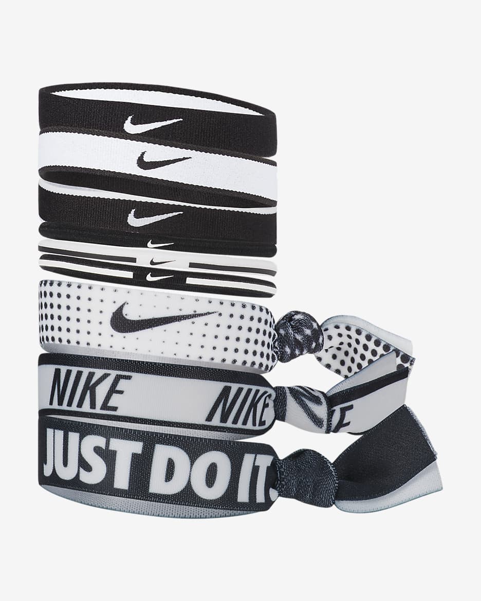 Nike Mixed Width Ponytail Holders (9-Pack) - Multi-Color/Black/Black/White