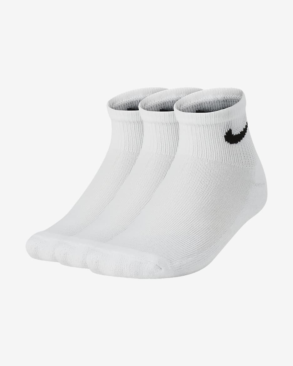 Nike Little Kids' Cushioned Ankle Socks (3 Pairs) - White