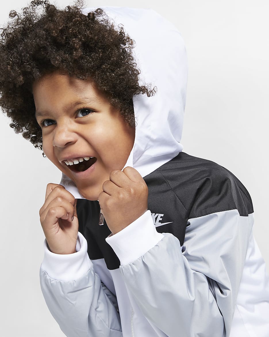 Chamarra infantil con cierre completo Nike Sportswear Windrunner - Blanco