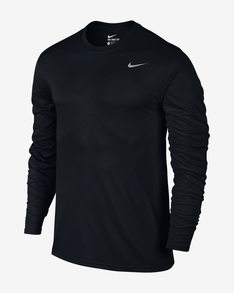 Nike Dri-FIT 男款長袖訓練 T 恤 - 黑色/Matte Silver
