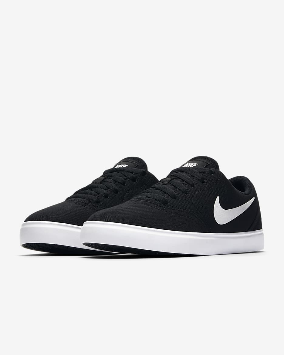 รองเท้าสเก็ตบอร์ดเด็กโต Nike SB Check Canvas - ดำ/ขาว