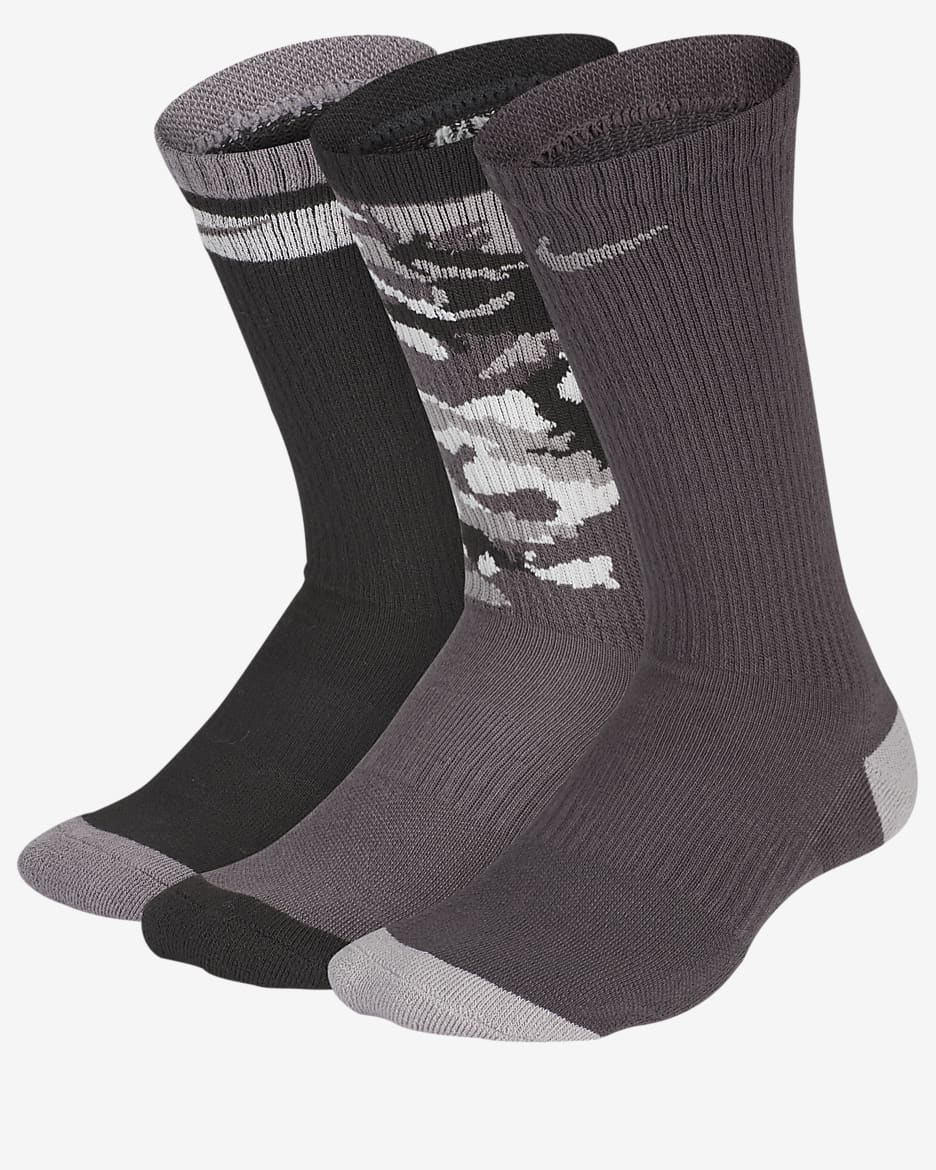 Nike Everyday Cushioned Kids' Crew Socks (3 Pairs) - Multi-Color