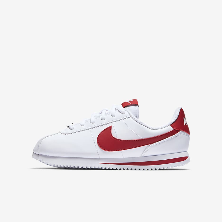 Nike Cortez Basic SL 大童鞋款 - 白色/Gym Red
