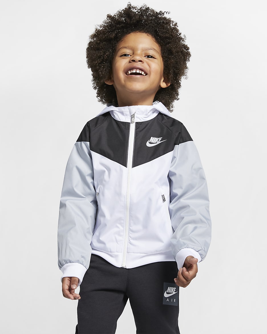 Chamarra infantil con cierre completo Nike Sportswear Windrunner - Blanco