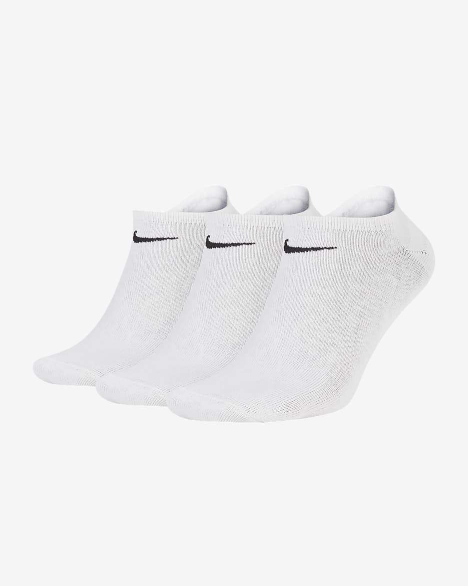 Chaussettes de training invisibles Nike Lightweight (3 paires) - Blanc/Noir