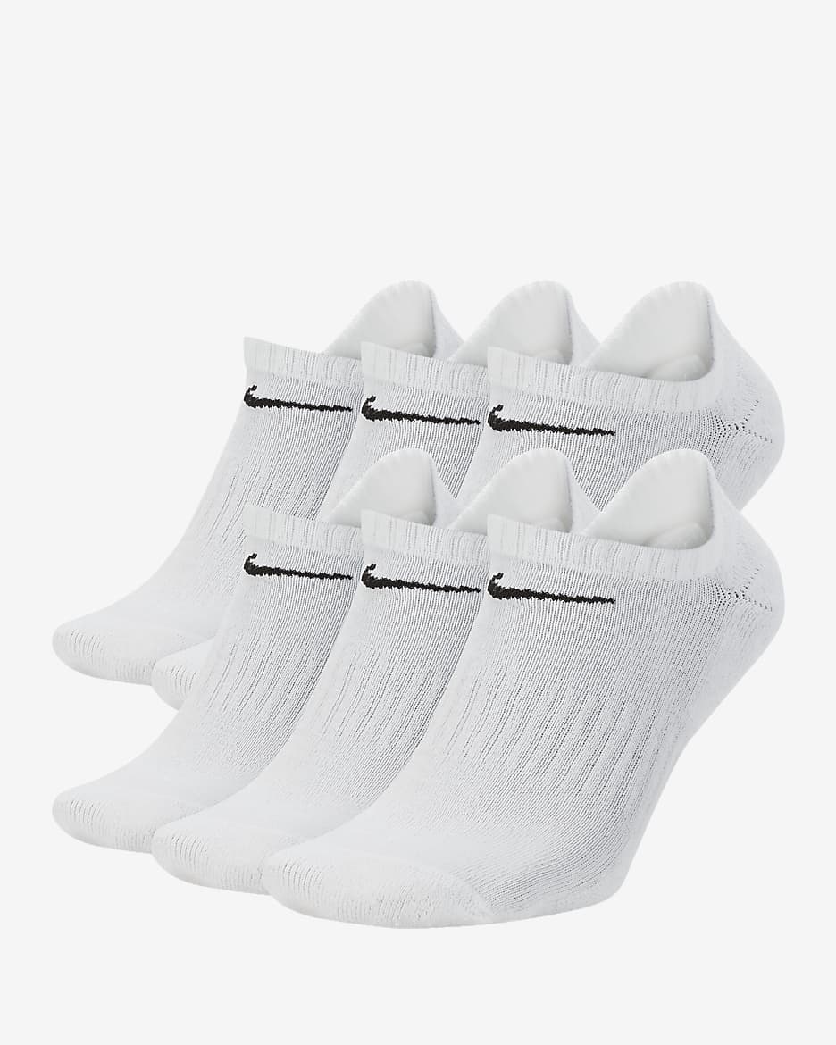 Nike Everyday Cushioned Training No-Show Socks (6 Pairs) - White/Black