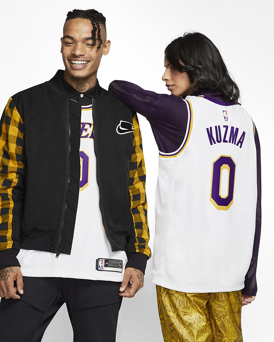 Lakers Association Edition Nike NBA Swingman Jersey - White/Amarillo/Field Purple