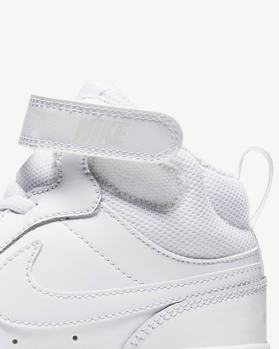 Tenis para niños de preescolar Nike Court Borough Mid 2 - Blanco/Blanco/Blanco