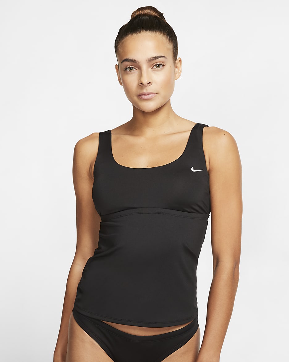 Top de traje de baño para mujer Nike Tankini - Negro