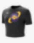 Low Resolution Los Angeles Lakers Courtside Nike NBA-Crop-T-Shirt mit schmaler Passform für Damen
