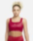 Low Resolution Skinnende Nike Dri-FIT Swoosh-sports-bh med medium støtte og indlæg i ét stykke til kvinder