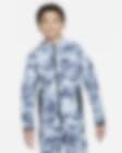 Low Resolution Bluza z kapturem i zamkiem na całej długości ze wzorem moro dla dużych dzieci (chłopców) Nike Tech Fleece