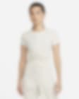 Low Resolution Γυναικεία κοντομάνικη μπλούζα με μέτριο μήκος crop σε ύφανση ριμπ Nike Sportswear Essentials