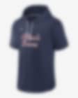 Atlanta Braves Nike Logo Lockup Performance - Short Sleeve Pullover Hoodie  - Navy