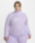 Low Resolution Γυναικεία ενδιάμεση μπλούζα Dri-FIT με φερμουάρ στο 1/4 του μήκους Nike Swoosh (μεγάλα μεγέθη)