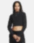 Low Resolution Haut court slim à manches longues et col montant en tissu Fleece confortable Nike Sportswear Phoenix Plush pour femme