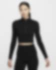 Low Resolution เสื้อสเวตเตอร์ซิปสั้นเอวลอยแขนยาวทรงเข้ารูปผู้หญิง Nike Sportswear Chill Knit
