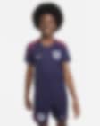 Low Resolution Ποδοσφαιρική κοντομάνικη πλεκτή μπλούζα Αγγλία Nike Dri-FIT Strike για μεγάλα παιδιά