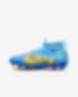 Nike Kids' Mercurial Zoom Superfly 9 Pro KM FG Soccer Cleats, Boys', Size 5.5, Blue/White