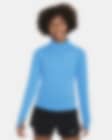 Low Resolution Langærmet Nike Dri-FIT-trøje med 1/2 lynlås til større børn (piger)