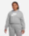 Low Resolution Μπλούζα με κουκούλα crop από ύφασμα French Terry Nike Sportswear Club για μεγάλα κορίτσια (μεγαλύτερο μέγεθος)