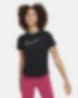 Low Resolution Nike One Dri-FIT-træningsoverdel med korte ærmer til større børn (piger)