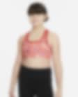 Low Resolution Nike Dri-FIT Swoosh Big Kids' (Girls') Printed Reversible Sports Bra (Extended Size)