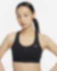Low Resolution สปอร์ตบราผู้หญิงซัพพอร์ตระดับกลางเสริมฟองน้ำ Nike Swoosh Front Zip