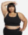 Low Resolution Nike Zenvy Rib enyhe tartást adó, párnázás nélküli, hosszított női sportmelltartó (plus size méret)