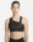 Low Resolution Nike Swoosh ungepolsterter, asymmetrischer Sport-BH mit mittlerem Halt für Damen