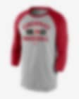 Playera de manga tres cuartos para hombre Nike Cooperstown Vintage  Tri-Blend Raglan (MLB Cincinnati Reds)