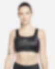 Low Resolution Bra deportivo brillante de línea larga con almohadilla de una sola pieza de media sujeción para mujer Nike Dri-FIT Swoosh