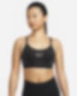 Low Resolution สปอร์ตบราผู้หญิงซัพพอร์ตระดับต่ำแบบสายเส้นเล็กเสริมฟองน้ำมีกราฟิก Nike Dri-FIT Indy Icon Clash