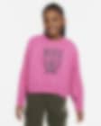 Low Resolution Nike Sportswear oversized sweatshirt van fleece met ronde hals voor meisjes