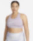 Low Resolution Bra deportivo estampado sin almohadilla de media sujeción talla grande para mujer Nike Swoosh Icon Clash