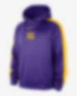 Los Angeles Lakers Starting 5 Nike Men's Therma-FIT NBA Pullover Hoodie in Purple, Size: 3XL | DX9805-504