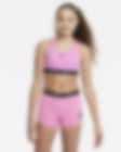 Low Resolution Conjunto de shorts y bikini de espalda deportiva para niña talla grande Nike Swim Logo Tape