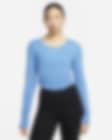 Low Resolution Playera de manga larga de tela de minicanalé ajustada con espalda redonda para mujer Nike Sportswear Chill Knit