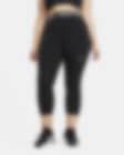 Nike Pro Women's Gray Polyester Logo Cropped Pull-On Leggings Plus
