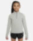 Low Resolution Tričko Nike Dri-FIT s dlouhým rukávem a polovičním zipem pro větší děti (dívky)