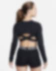 Low Resolution Langærmet Nike Pro Dri-FIT-top med kort snit til kvinder