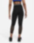Nike, Pro 365 Women's Mid-Rise Cropped Mesh Panel Leggings, Black