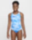 Low Resolution Hel baddräkt Nike Swim Dream Clouds med korsade axelband i ryggen för ungdom (tjejer)