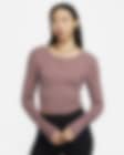 Low Resolution Γυναικεία μακρυμάνικη μπλούζα σε εφαρμοστή γραμμή με διακριτική ριμπ ύφανση και βαθύ στρογγυλό άνοιγμα πίσω Sportswear Chill Knit
