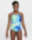 Low Resolution Jednoczęściowy kostium kąpielowy z ramiączkami skrzyżowanymi na plecach dla dużych dzieci (dziewcząt) Nike Swim Tie-Dye