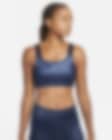 Low Resolution Bra deportivo brillante con almohadilla de una sola pieza de media sujeción para mujer Nike Swoosh 