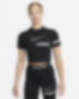 Low Resolution Nike Pro Dri-FIT rövid ujjú, rövid szabású, mintás női edzőfelső